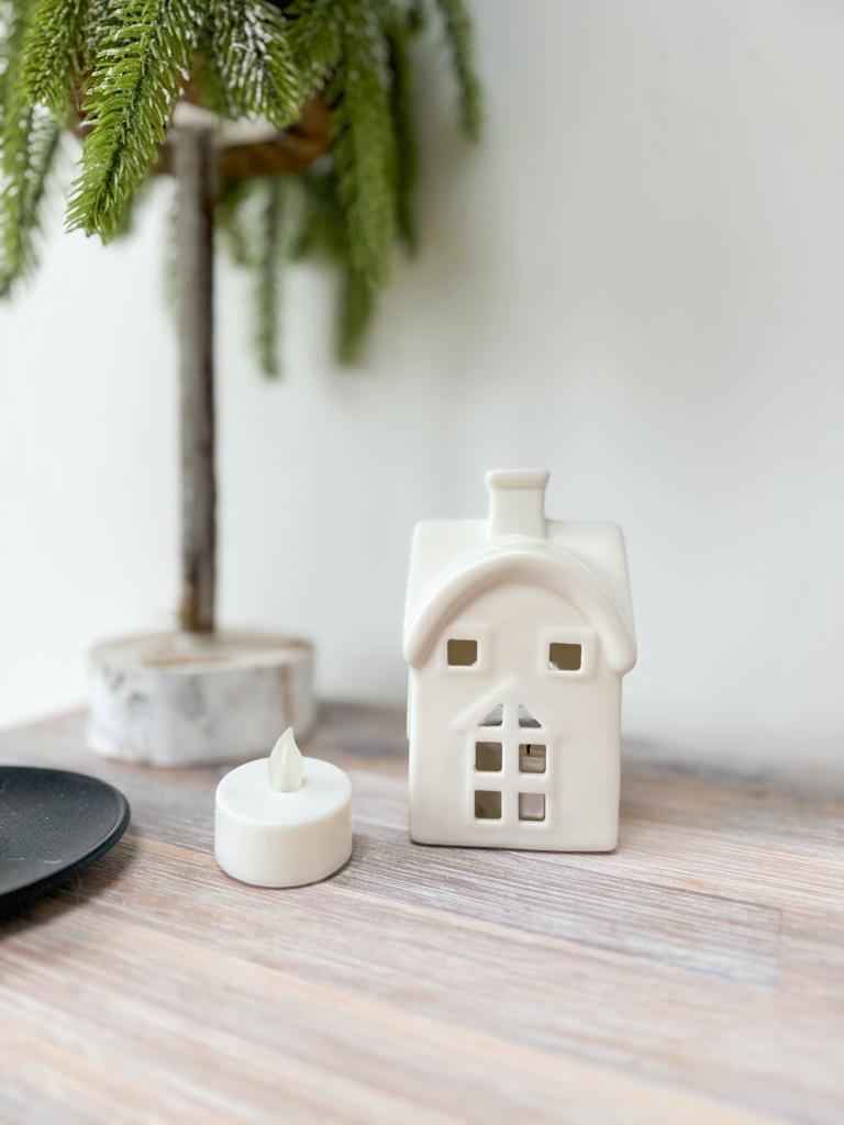White tea light house on sale